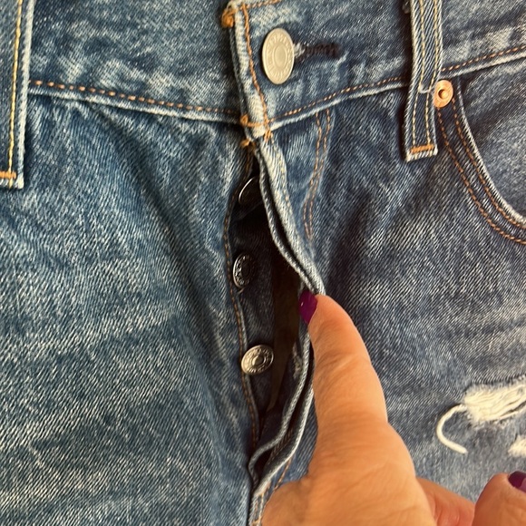 Levi’s 501 High Waisted Distressed Jean Shorts - Picture 3 of 6